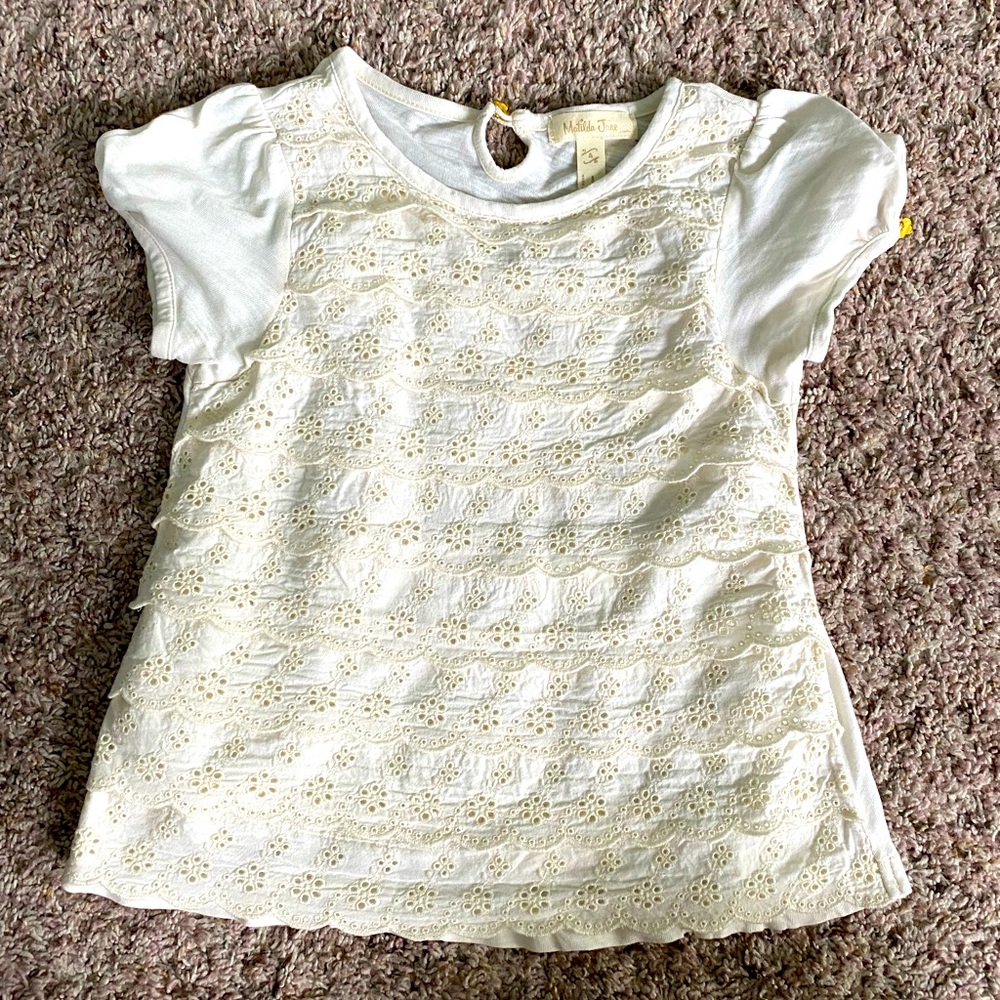 GIRLS (4) Whipped Cream Ruffle Top